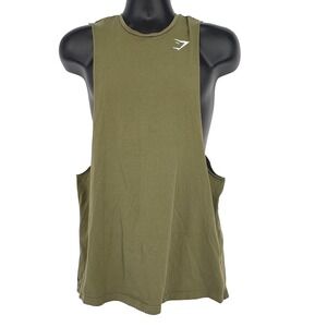 Gymshark Mens Critical Drop Armhole Tank Top Olive Green GMST3249-OGN Size M